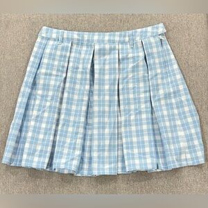 Chic Blue Plaid A-Line Skirt